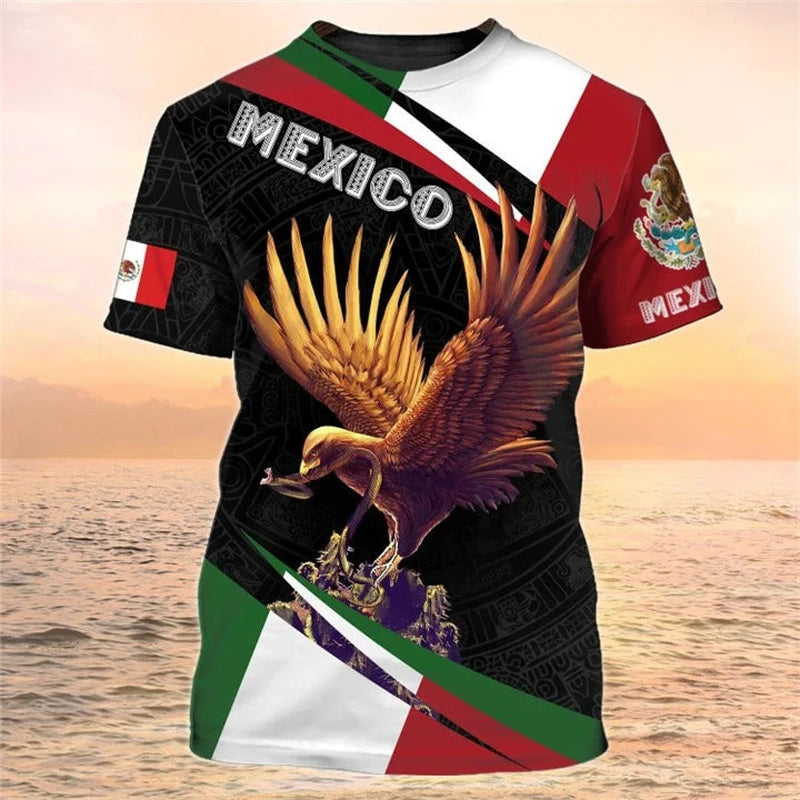 Mexico Flag Printed T Shirt Fashion Street National Emblem Pattern Tee Top Mexican Culture 2025 Fashion New Men Women T Shirts