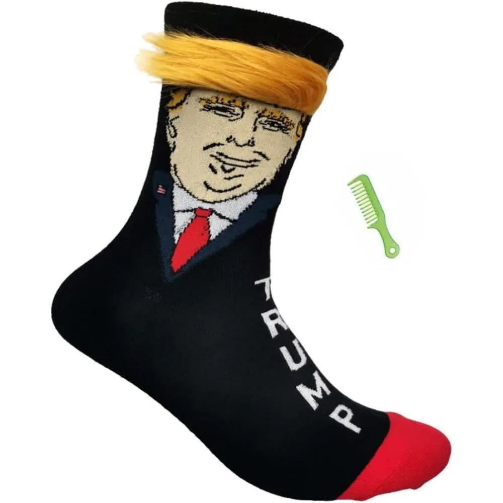 Trump Socks with Hair, Trump Socks Novelty Trump Merchandise, Funny Socks for Men Women
