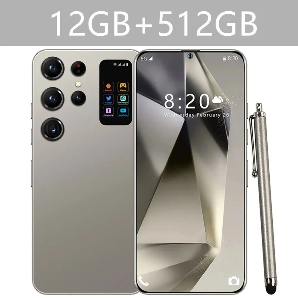 2025 Cellphones S24 Ultra Original 5G Smartphone 7.3HD Dual SIM Card Cell Phone 7800mAh Android 14 Global Version Mobile Phones