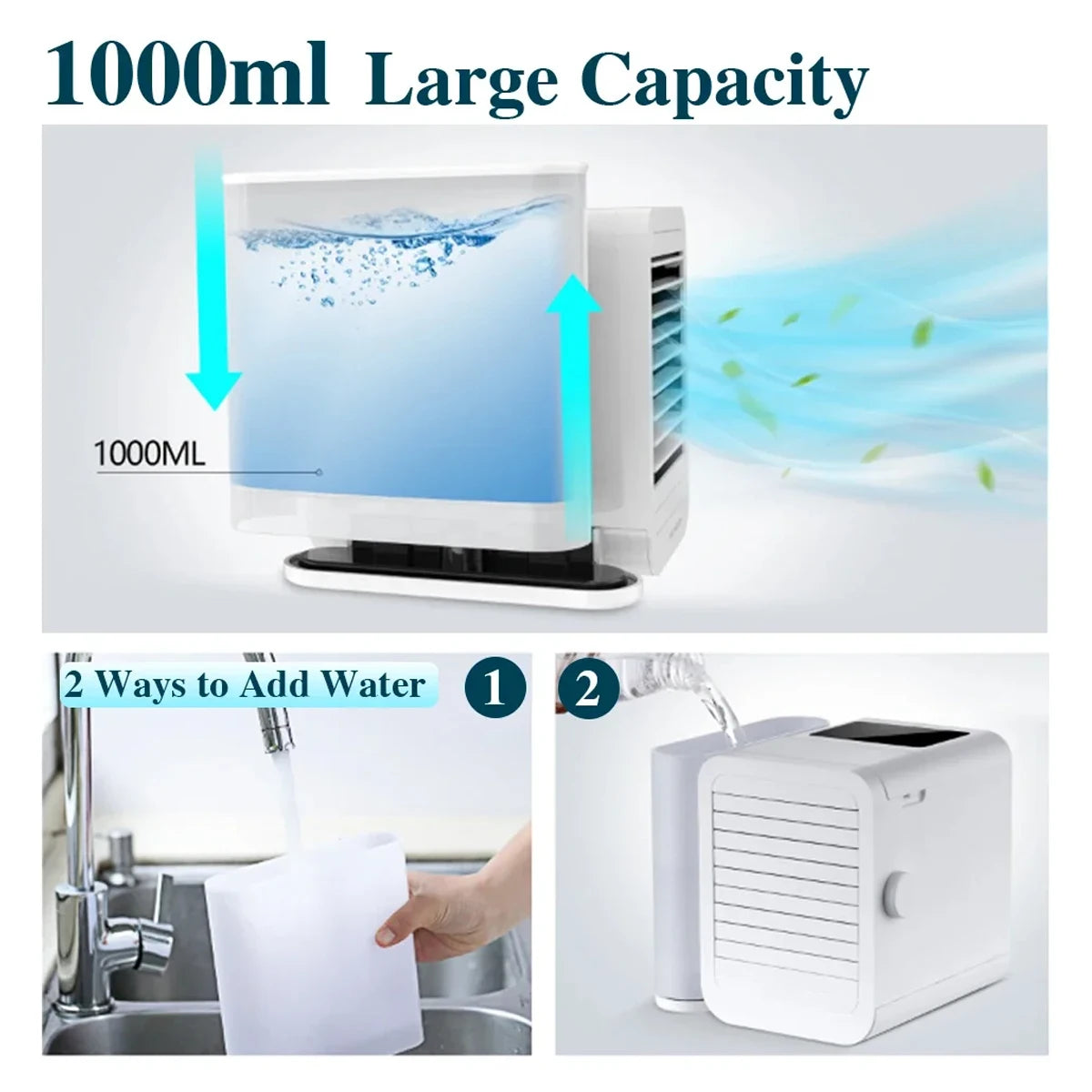 Mini Air Conditioner Water Cooling Fan Touch Screen Timing Artic Cooler Humidifier Bladeless Air Conditioning Fan