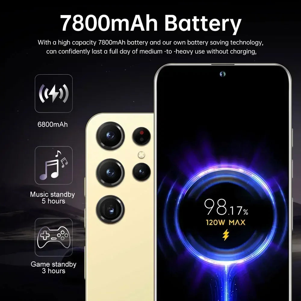 2025 Cellphones S24 Ultra Original 5G Smartphone 7.3HD Dual SIM Card Cell Phone 7800mAh Android 14 Global Version Mobile Phones