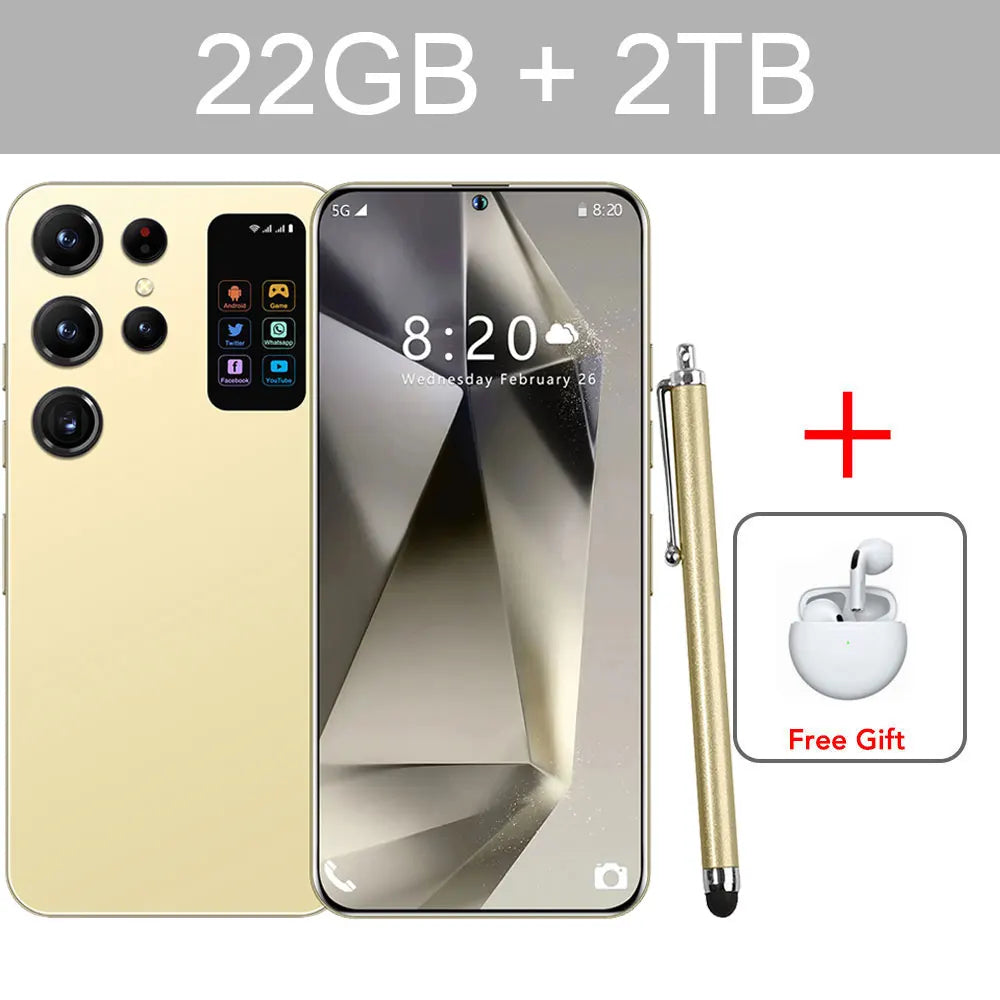 2025 Cellphones S24 Ultra Original 5G Smartphone 7.3HD Dual SIM Card Cell Phone 7800mAh Android 14 Global Version Mobile Phones