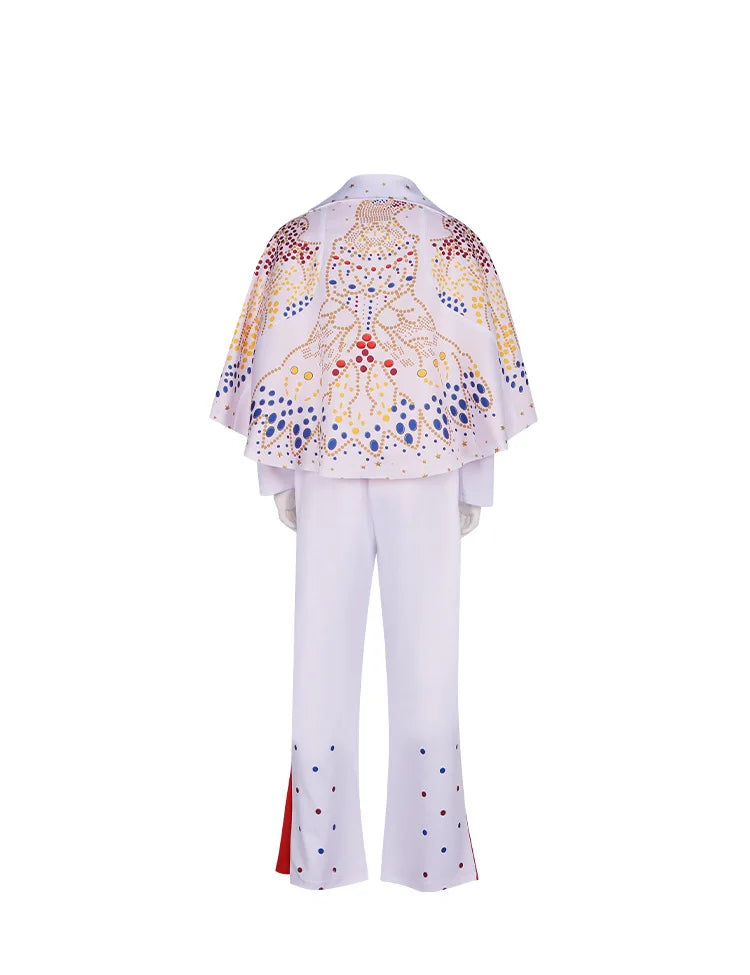 Elvis Cosplay Costume Anime Presleley Rocker Performance Uniform Halloween Carnival Party Outfits Set for Men