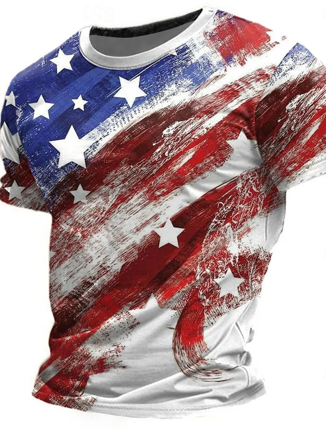 American Flag Street Style Men's 3D Print T shirt Tee Street American Independence Day T shirt crew neck Short Sleeve  Summer