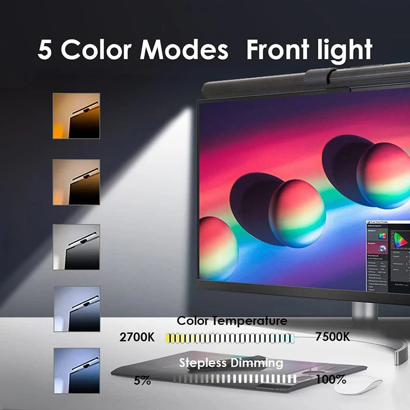 LED Desk Lamp Monitor Light Bar Eye-Care Stepless Dimming Lighting Table Lamp Computer Monitor Screen Light Bar for Work Gaming