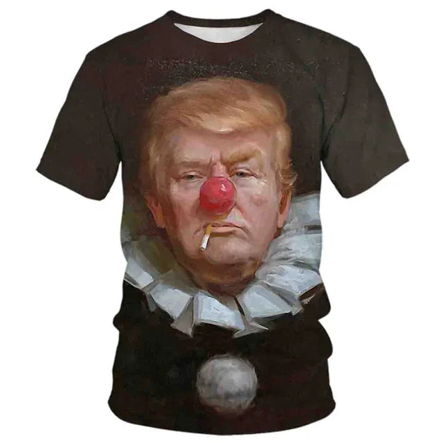 2024 Summer New Hotline Fashion 3d Printed Trump Pattern Men's T-shirt Large Size Loose Comfortable Breathable Fashion Top