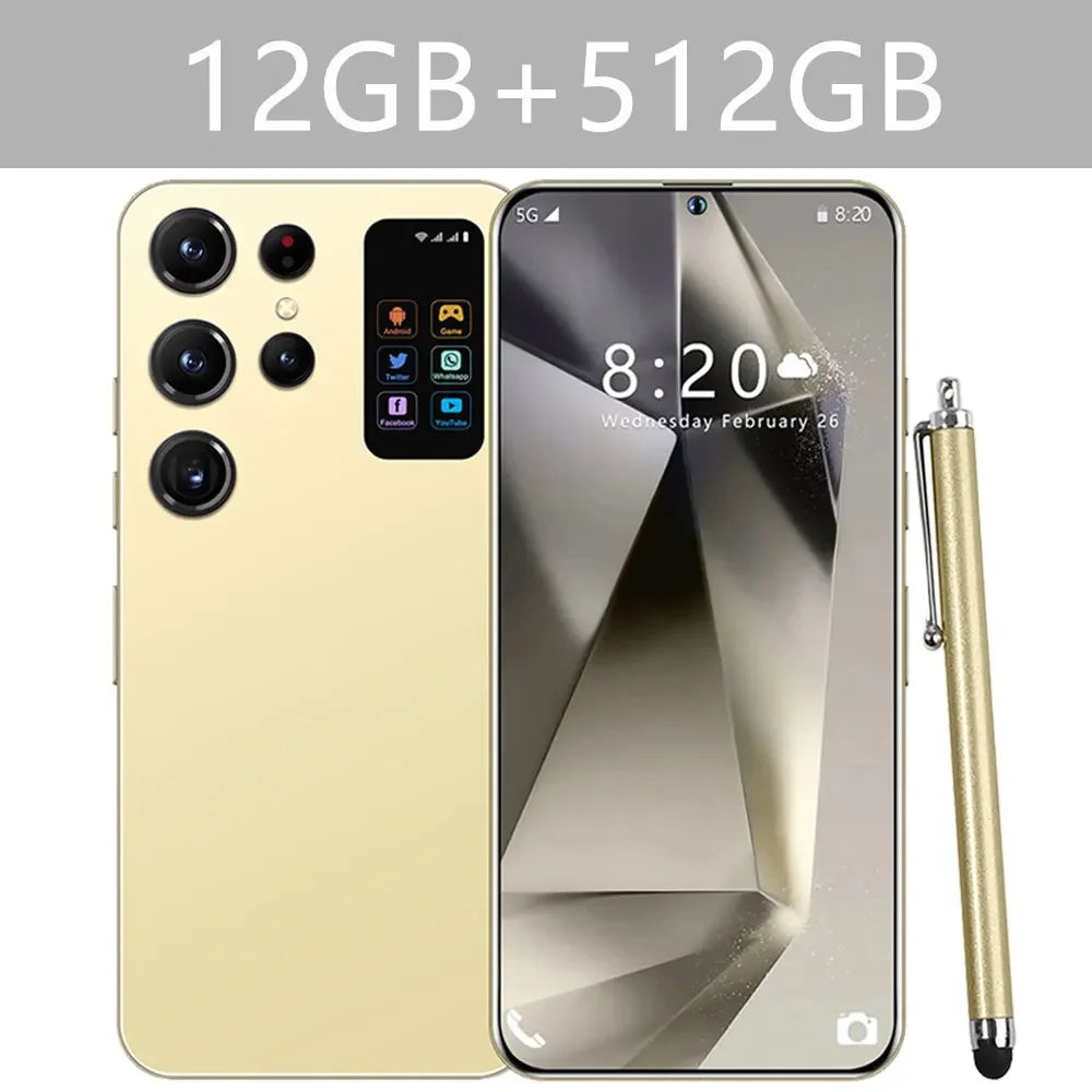 2025 Cellphones S24 Ultra Original 5G Smartphone 7.3HD Dual SIM Card Cell Phone 7800mAh Android 14 Global Version Mobile Phones