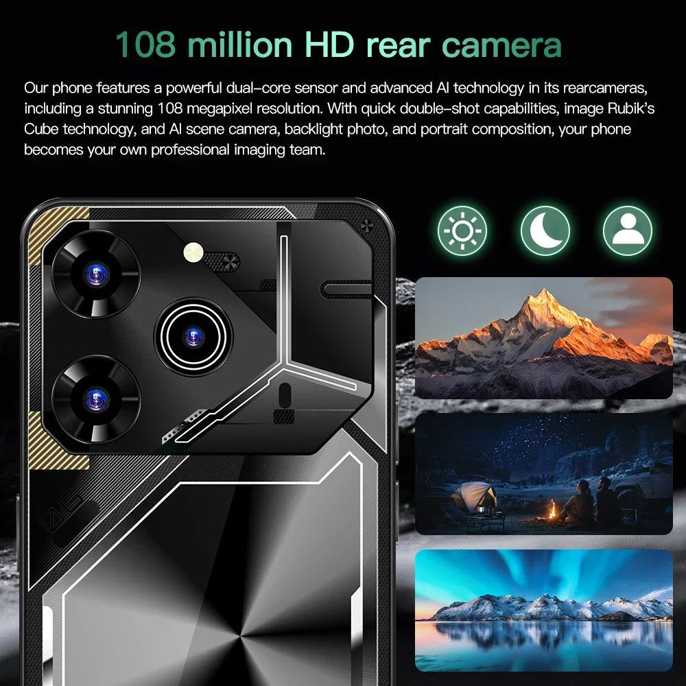 2024 Global Version Povo6pro Cellphone 5G 7.3" HD Smartphone 6800mAh Snapdragon 8 gen3 Android 14 Mobile Phones Unlocked Celular