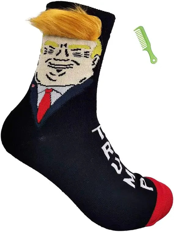 Trump Socks with Hair, Trump Socks Novelty Trump Merchandise, Funny Socks for Men Women