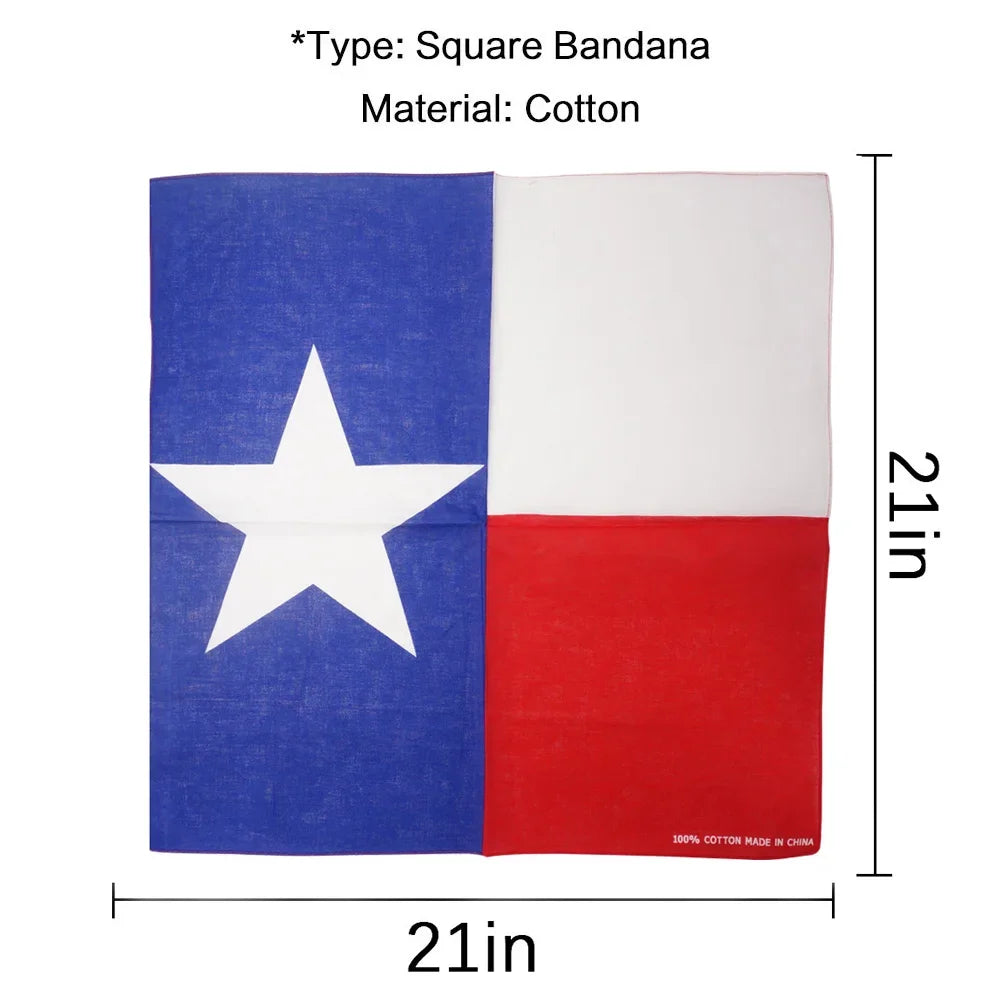 100% Cotton Texas Flag Bandana Women Running Dancing Headband Lone Star Flag Scarf Men Hip Hop Head Wrap Fashion Neckerchief