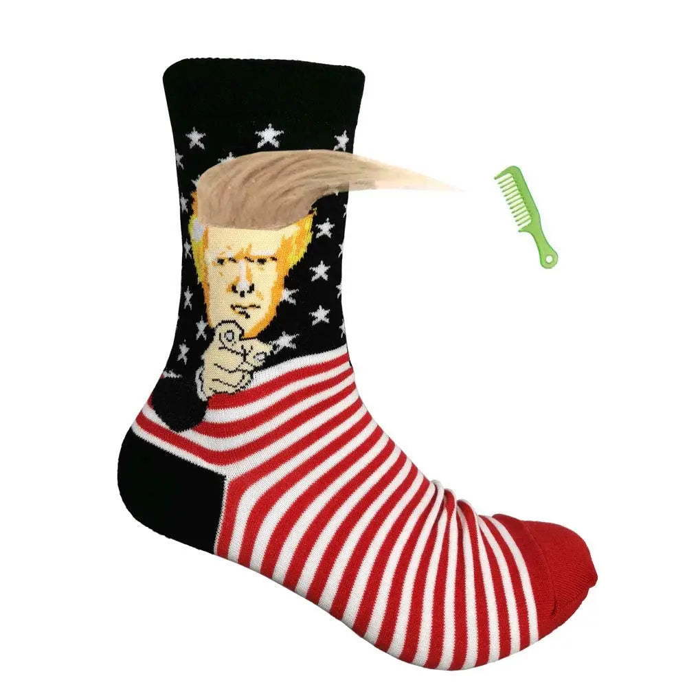 Trump Socks with Hair, Trump Socks Novelty Trump Merchandise, Funny Socks for Men Women