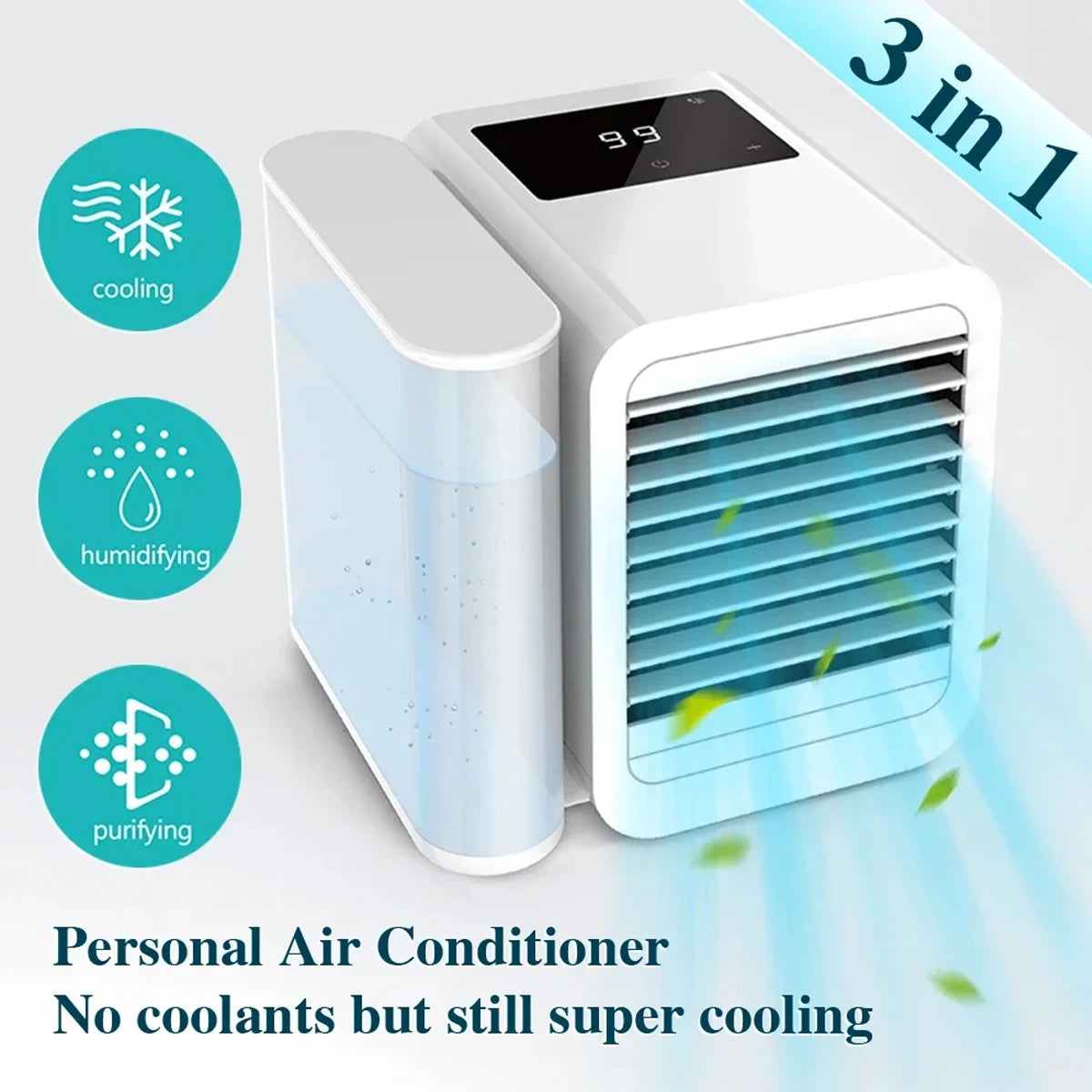 Mini Air Conditioner Water Cooling Fan Touch Screen Timing Artic Cooler Humidifier Bladeless Air Conditioning Fan
