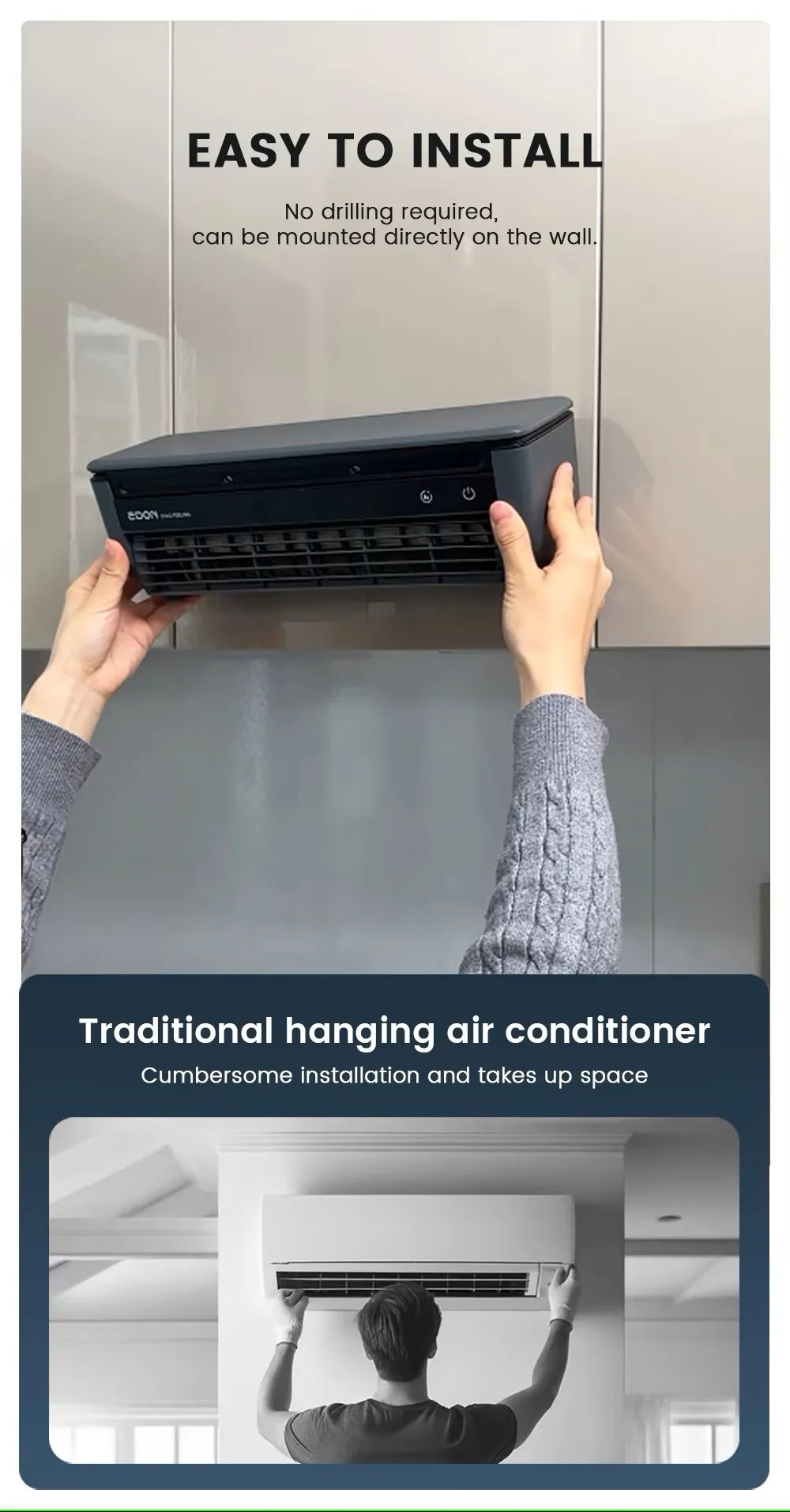 Kitchen air conditioner 2025new model cooling wall fan large wind force charging fan home use table standing remote control