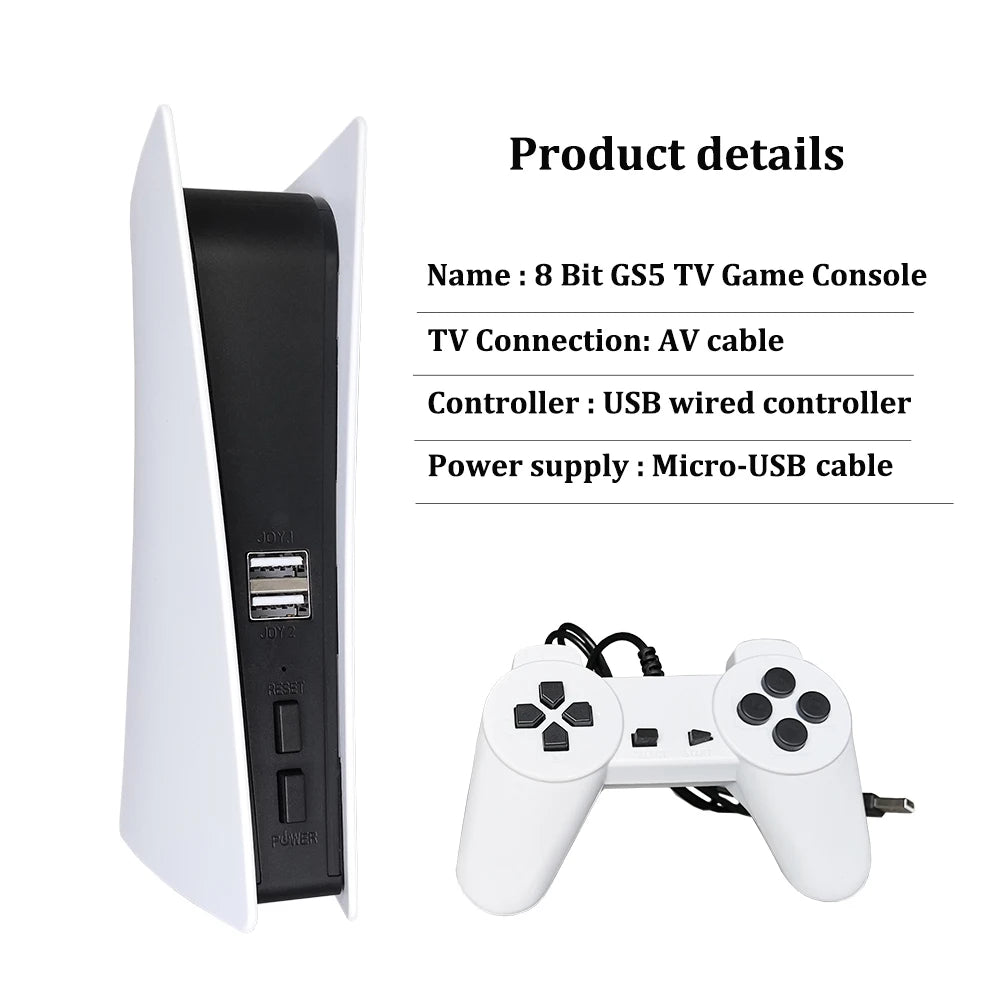 GS5 8-bit TV Video AV Output USB Plug and Play Support 200+ Nostalgia Game Console Electronic Mini Classic Retro Game Station