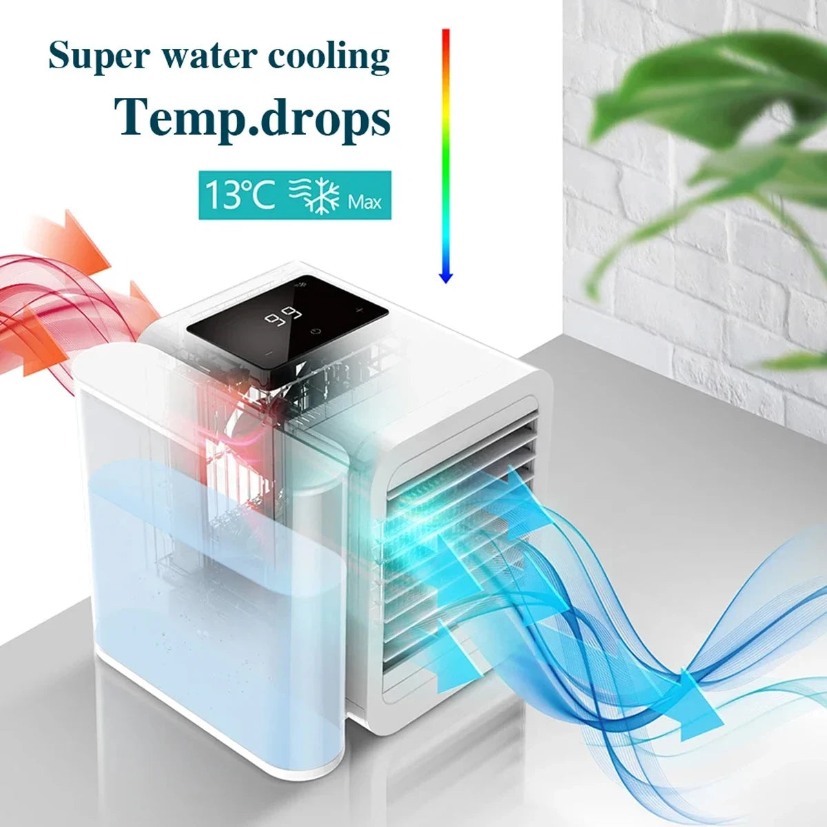 Mini Air Conditioner Water Cooling Fan Touch Screen Timing Artic Cooler Humidifier Bladeless Air Conditioning Fan