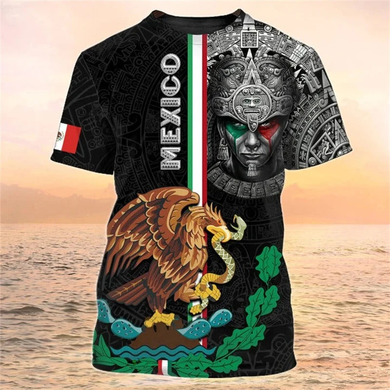 Mexico Flag Printed T Shirt Fashion Street National Emblem Pattern Tee Top Mexican Culture 2025 Fashion New Men Women T Shirts
