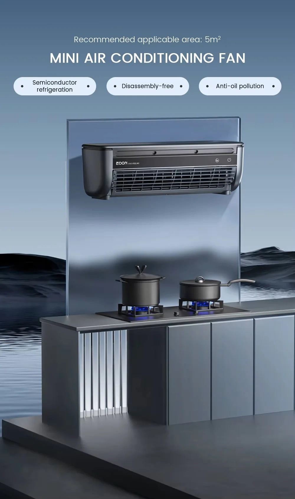 Kitchen air conditioner 2025new model cooling wall fan large wind force charging fan home use table standing remote control