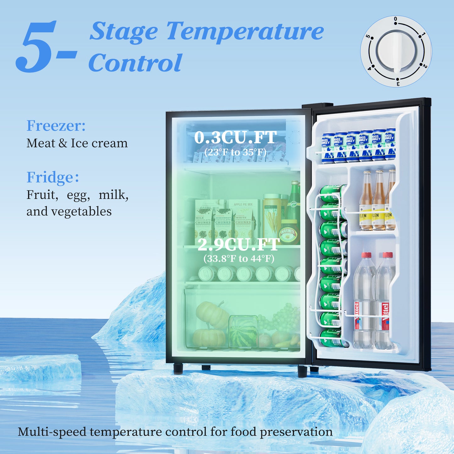 Mini black Refrigerator With Freezer