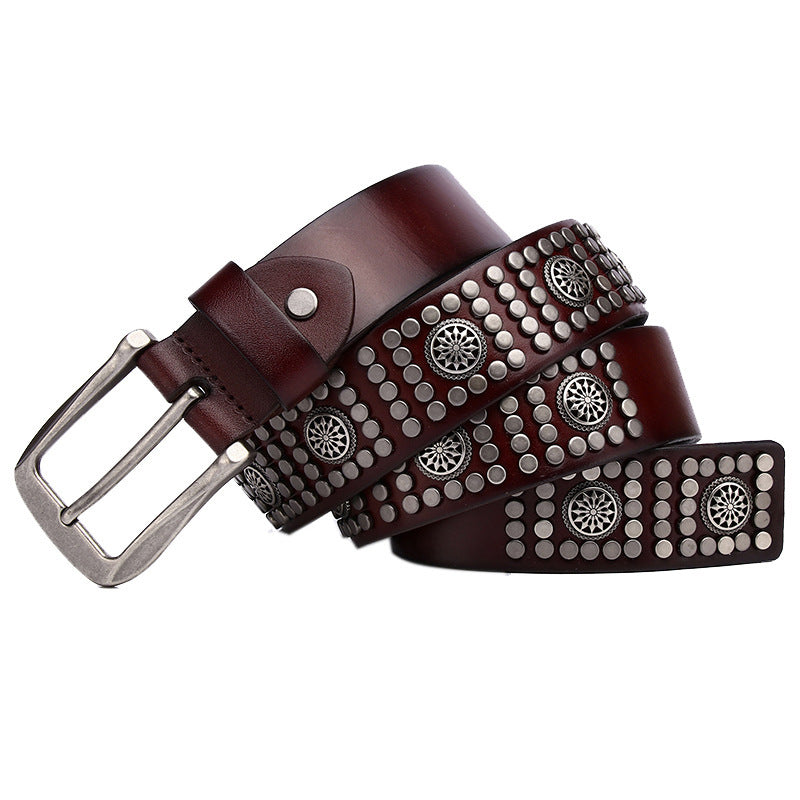 Fashion Rivet Cowhide Punk Belt