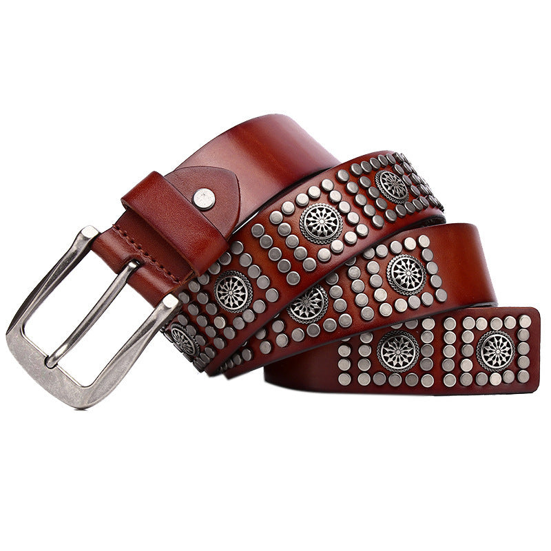 Fashion Rivet Cowhide Punk Belt