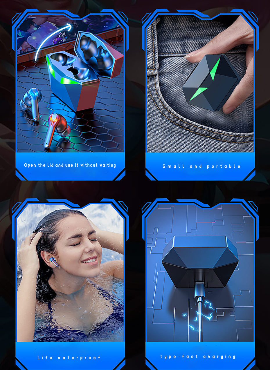 Bluetooth Earphone, Wireless, Active Noise Cancellation Deep Bass Stereo Sport Earbuds In Ear Dual Mic With Charge Box